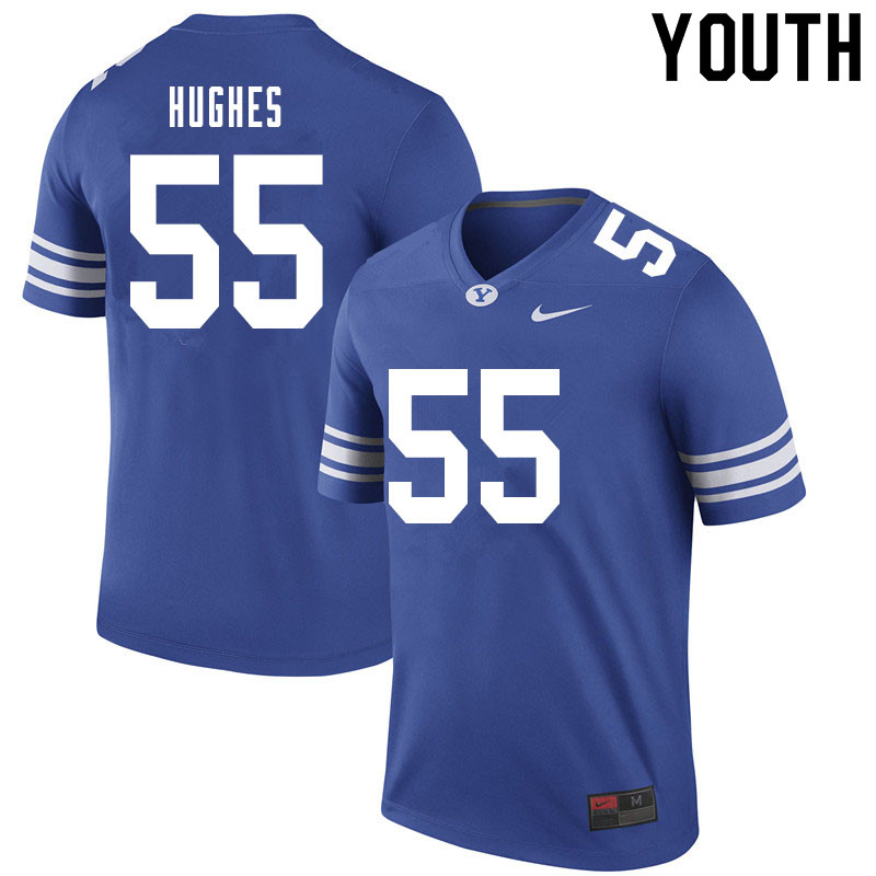 Youth #55 Chase Hughes BYU Cougars College Football Jerseys Sale-Royal